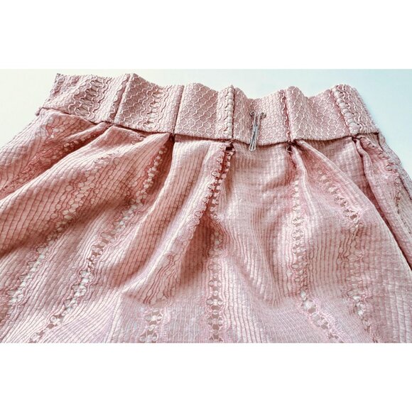 Vintage 70s pleated curtain, dusty rose, blush pink, mesh net panel - Picture 8 of 10